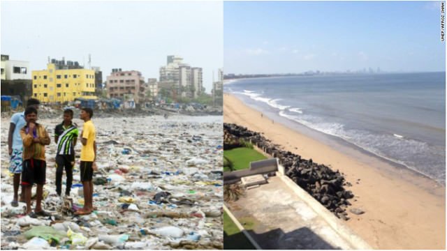 Mumbai beach before and after the world's largest cleanup